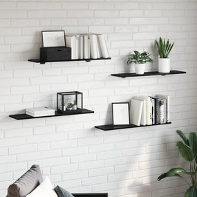 vidaXL Δίσκος Βιβλιοθήκης 4 pcs Μαύρο 100 x 40 x 1.5 εκ. Μοριοσανίδα