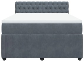 vidaXL Κρεβάτι Boxspring με Στρώμα Σκούρο Γκρι 140x200 εκ. Βελούδινο