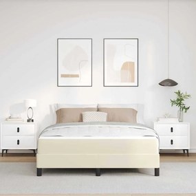 vidaXL Σκελετός Κρεβατιού με στρώμα Κρεμ 140 x 200 cm ύφασμα