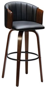 ENZO Σκαμπό Bar Καρυδί, Pu Μαύρο 50x50x78/103cm