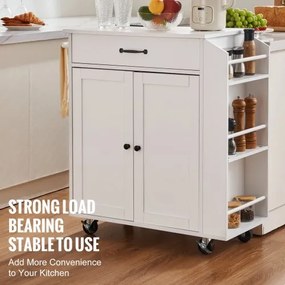VEVOR Kitchen Island Cart Rolling Storage Cabinet on Wheel with Charging Station