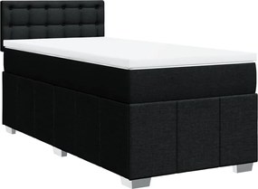 vidaXL Κρεβάτι Boxspring με Στρώμα Μαύρο 90x200 εκ. Υφασμάτινο
