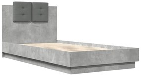 Πλαίσιο Κρεβατιού με Κεφαλάρι Γκρι Σκυρ. 75x190 εκ. Επεξ. Ξύλο - Γκρι
