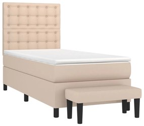 vidaXL Κρεβάτι Boxspring με Στρώμα Καπουτσίνο 90x200εκ.από Συνθ. Δέρμα