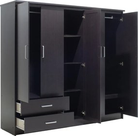 Ντουλάπα ρούχων πεντάφυλλη OLYMPUS pakoworld χρώμα wenge 198x57x183εκ