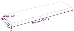 Ράφι Τοίχου Ανοιχτό Καφέ 100x30x2 εκ. Επεξεργ. Μασίφ Ξύλο Δρυός - Καφέ