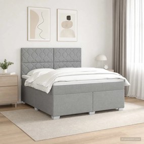 vidaXL Κρεβάτι box spring με στρώμα Ανοιχτό γκρι 180 x 200 cm Ύφασμα