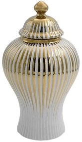 Βάζο Κεραμικό 374-224-421 16x30cm White-Gold Ceramic