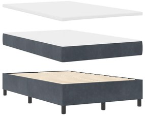 vidaXL Box Spring Bed με Μαξιλάρι & Πάγκο Σκούρο Γκρι 120x190 εκ. Βελούδο