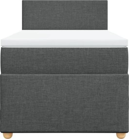 vidaXL Κρεβάτι Boxspring με Στρώμα Σκούρο Γκρι 90x190 εκ. Υφασμάτινο