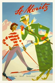 Εκτύπωση έργου τέχνης Vintage Travel Poster (Ski Season / Snow), (26.7 x 40 cm)