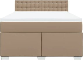 vidaXL Κρεβάτι Boxspring με Στρώμα Καπουτσίνο 160x200εκ.από Συνθ.Δέρμα