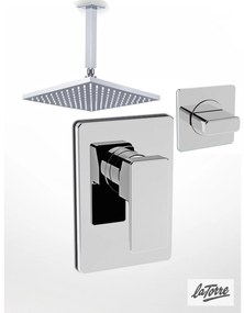 La Torre PROFILI PLUS Μίκτης εντοιχισμού &amp; εκτροπέας περ/φικός 3 εξόδων &amp; Κεφαλή Ντους 30εκ με μπράτσο οροφής Chrome