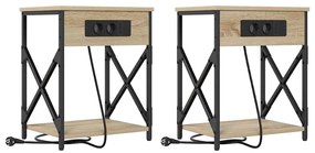vidaXL Κομοδίνο 2 pcs Sonoma Δρυς 41 x 31 x 51 εκ. Επεξεργασμένο ξύλο