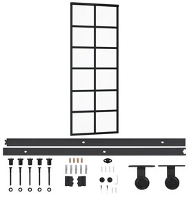 Συρόμενη Πόρτα με Σετ Υλικού ESG Γυαλί &amp; Αλουμίνιο 76 x 205 εκ. - Μαύρο