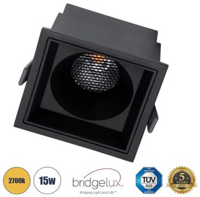 Χωνευτό Σποτ Downlight LED TrimLess 15W Μαύρο Θερμό 2700K PLUTO-B 60281 Globostar-60281-Μαύρο 60281