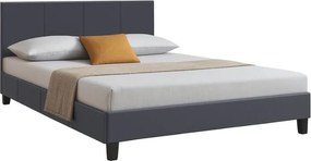 Κρεβάτι Flat Megapap από τεχνόδερμα χρώμα μαύρο ματ 160x200εκ.