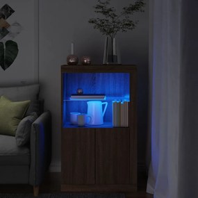 Nτουλάπι Βοηθητικό με Φώτα LED Καφέ Δρυς Επεξεργασμένο Ξύλο