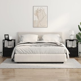 vidaXL Κομοδίνο με Σταθμό Φόρτισης 2 pcs Μαύρη δρυς Επεξεργασμένο ξύλο