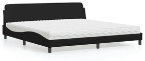 Κρεβάτι με Στρώμα Μαύρο 200x200 εκ. Συνθετικό Δέρμα - Μαύρο