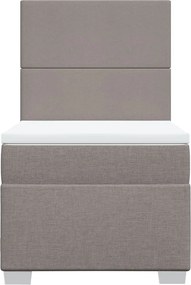 vidaXL Κρεβάτι Boxspring με Στρώμα Taupe 90x190 εκ.Υφασμάτινο