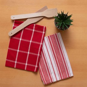 Ποτηρόπανα Σεφ (Σετ 2τμχ) Red Viopros 40x60cm 100% Cotton