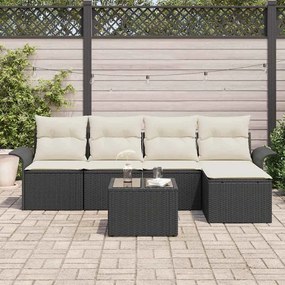 vidaXL Σετ Καναπέ Κήπου με μαξιλάρι 6 pcs Μαύρο Πολυ ράταν