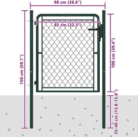 vidaXL Πόρτα Κήπου Πράσινη 100x100 εκ. από Ατσάλι