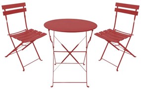 Τραπεζαρία Bistro pakoworld σετ 3τεμ μεταλλική αναδιπλούμενη σε terracotta απόχρωση Φ60x71εκ