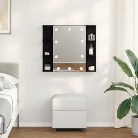 vidaXL Ντουλάπα Καθρέφτη Μαύρη Οξυά 70 x 16,5 x 60 εκ.