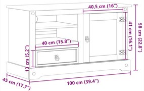 Έπιπλο Τηλεόρασης Corona 100x45x58 εκ. από Μασίφ Ξύλο Πεύκου - Καφέ