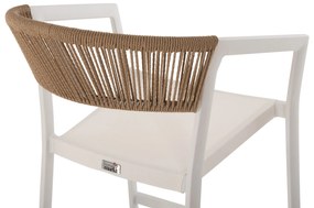 Σκαμπό Αλουμινίου Μεσαίου Ύψους Rattan &amp; Textline Λευκό Μπεζ 56,5x57x99,5