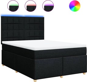 vidaXL Κρεβάτι Boxspring με Στρώμα Μαύρο 140x190 εκ. Υφασμάτινο