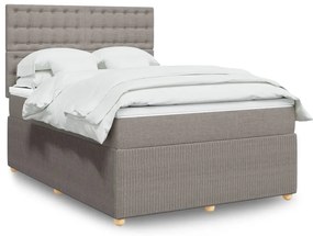 vidaXL Κρεβάτι Boxspring με Στρώμα Taupe 160x200 εκ. Υφασμάτινο