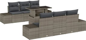 vidaXL Σετ Καναπέ Κήπου 7 pcs Γκρι Πολυέστερ και Κατασκευασμένο Ατσάλι