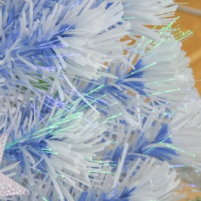 HOMCOM Τεχνητό Χριστουγεννιάτικο Δέντρο με 3 LED Φώτα Χριστουγεννιάτικο Δέντρο PVC Μέταλλο Λευκό+Μπλε Ø60 x 120Υ cm