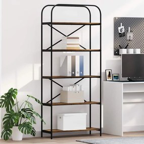 vidaXL Ράφι Βιβλίων Καπνιστή δρυς 80 x 30 x 183 εκ Επεξεργασμένο ξύλο