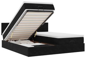 vidaXL Οθωμανικό κρεβάτι με στρώματα Μαύρο 160x200cm Velvet