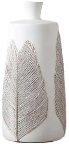 Βάζο Ανάγλυφο FIK354 16x16x30cm White-Beige Epsiel Πολυρεσίνη