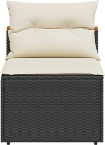 vidaXL Καναπέδες Κήπου Χωρίς Μπράτσα 2 τεμ. Μαύρο Συνθ. Ρατάν &amp; Μαξιλ.