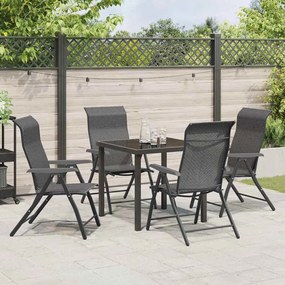 vidaXL Σέτ φαγητού για κήπο Ρυθμιζόμενο ύψος 5 pcs Γκρι Πολυ ράταν