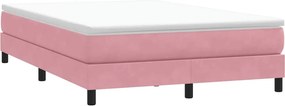vidaXL Κρεβάτι Boxspring με Στρώμα Ροζ 140x210 εκ. Βελούδινο