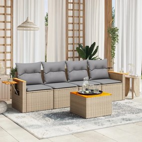 vidaXL Patio Sofa Set 4-θέσια Beige and Grey