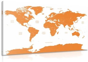 Εικόνα του παγκόσμιου χάρτη με μεμονωμένες πολιτείες σε πορτοκαλί χρώμα - 60x40