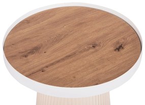ΤΡΑΠΕΖΑΚΙ ΒΟΗΘΗΤΙΚΟ DENTON  MDF TOP ΦΥΣΙΚΟ ΞΥΛΟΥ-ΒΑΣΗ ΛΕΥΚΗ Φ45x51,5Υεκ.
