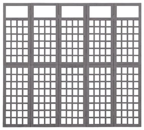 vidaXL Διαχωριστικό Δωμ./Καφασωτό 5 Πάνελ Γκρι 201,5x180εκ Ξύλο Ελάτης