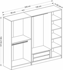 Πενταφυλλη Ντουλαπα με Καθρέπτη Λευκο KALEO 52x180x190
