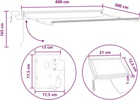 vidaXL Χειροκίνητη αναδιπλούμενη τέντα με LED Άμμος
