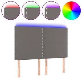 vidaXL Κεφαλάρι Κρεβατιού LED Γκρι 144x5x118/128 εκ