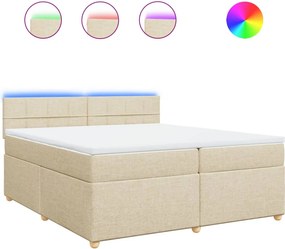 vidaXL Κρεβάτι Boxspring με Στρώμα Κρεμ 200x200 εκ. Υφασμάτινο